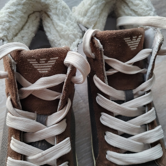 Armani Jeans High Top Sneakers Women in Size 6.5 Brown and Tan Color - Picture 4 of 5
